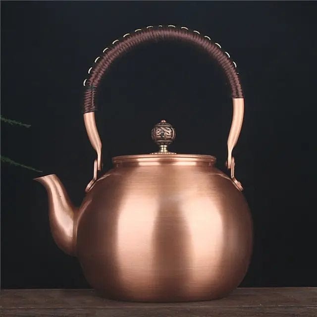 Chinese ronde koperen theepot, enkel, 1,5 liter