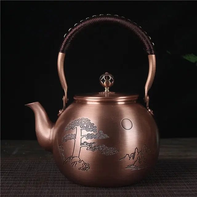Chinese ronde koperen theepot Volle maan 1,5L