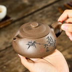 Chinese Yixing Bruine Bamboe Patroon Klei Theepot 230ML