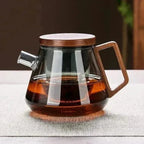Design theepot van glas en hout 700ml