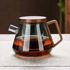 Design theepot van glas en hout 700ml