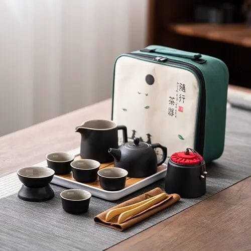Draagbare Japanse keramische theeset