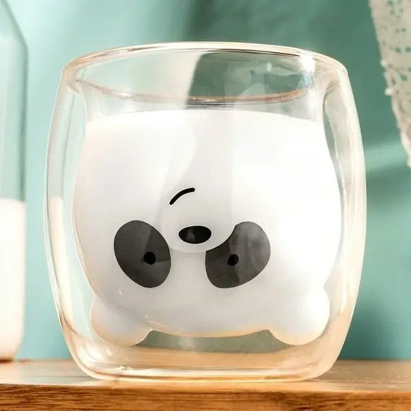 Dubbelwandige glazen panda theemok 260ml