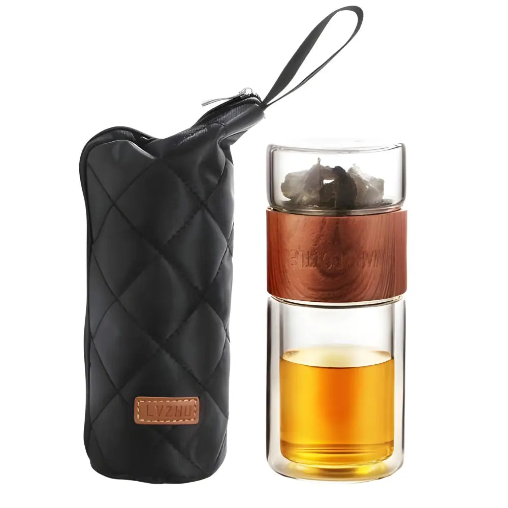 Dubbelwandige glazen theefles 200 ml met RVS infuser