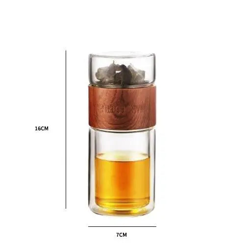 Dubbelwandige glazen theefles 200 ml met RVS infuser