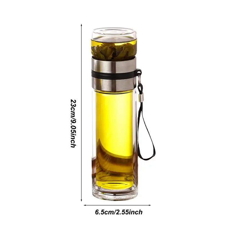 Dubbelwandige glazen theefles met filter – 350, 450 of 500 ml