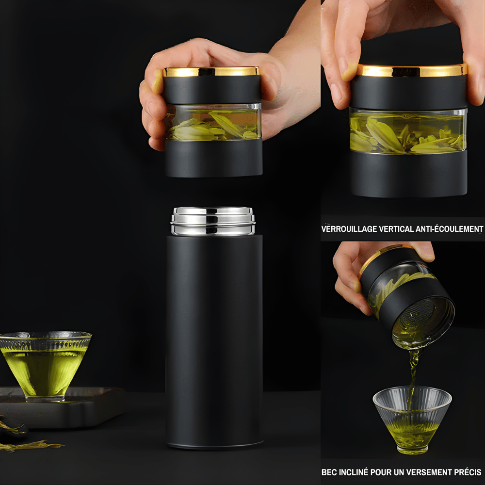 Dubbelwandige RVS theethermosfles 450 ml met temperatuurdisplay