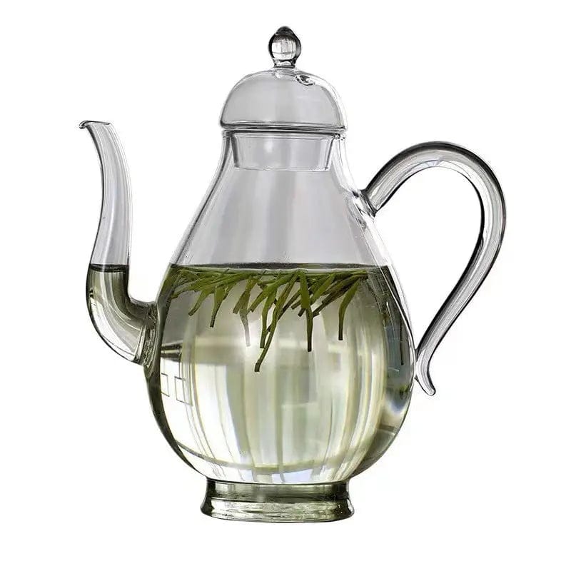 Eenvoudige peervormige glazen theepot 700ml