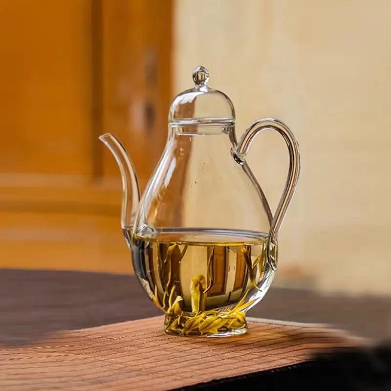 Eenvoudige peervormige glazen theepot 700ml