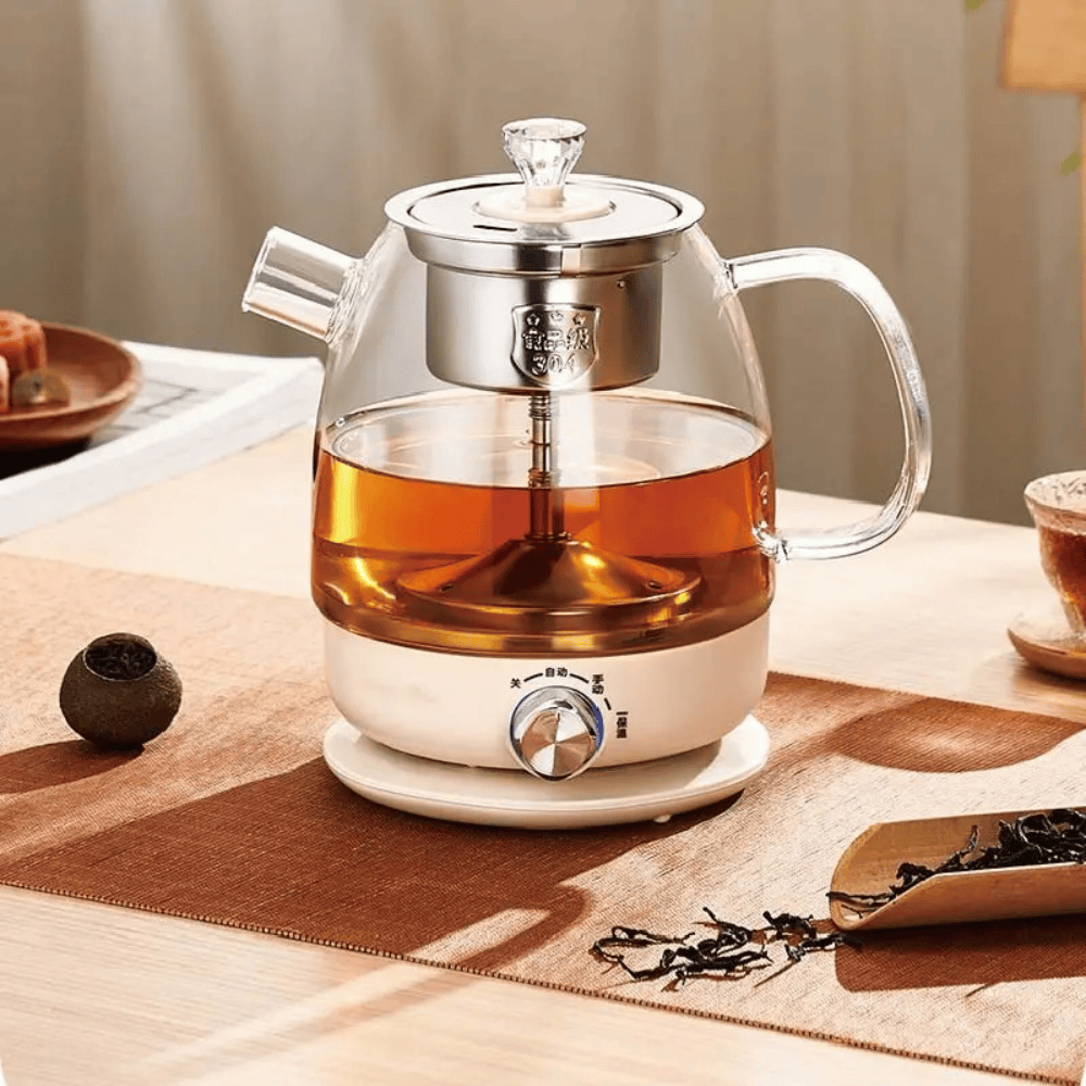 Elektrische glazen theepot 1 liter met RVS infuser
