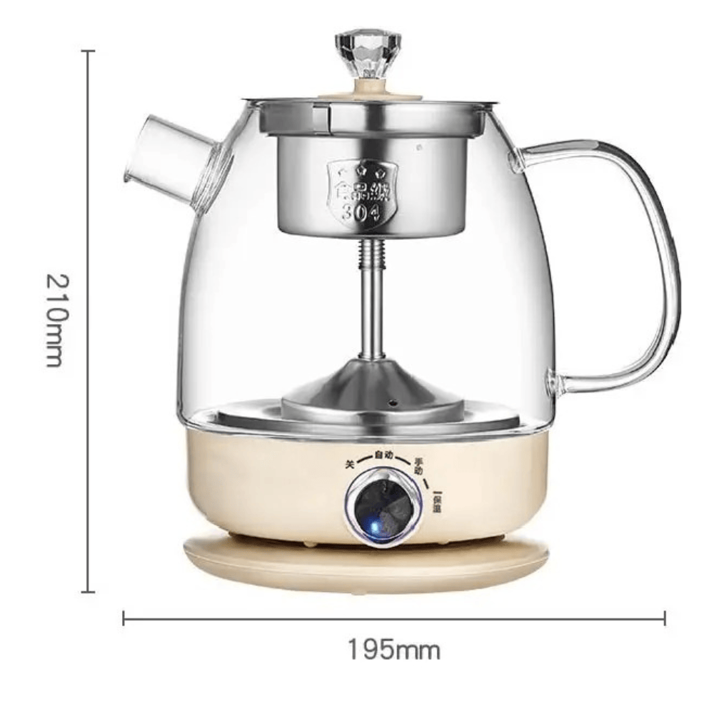 Elektrische glazen theepot 1 liter met RVS infuser