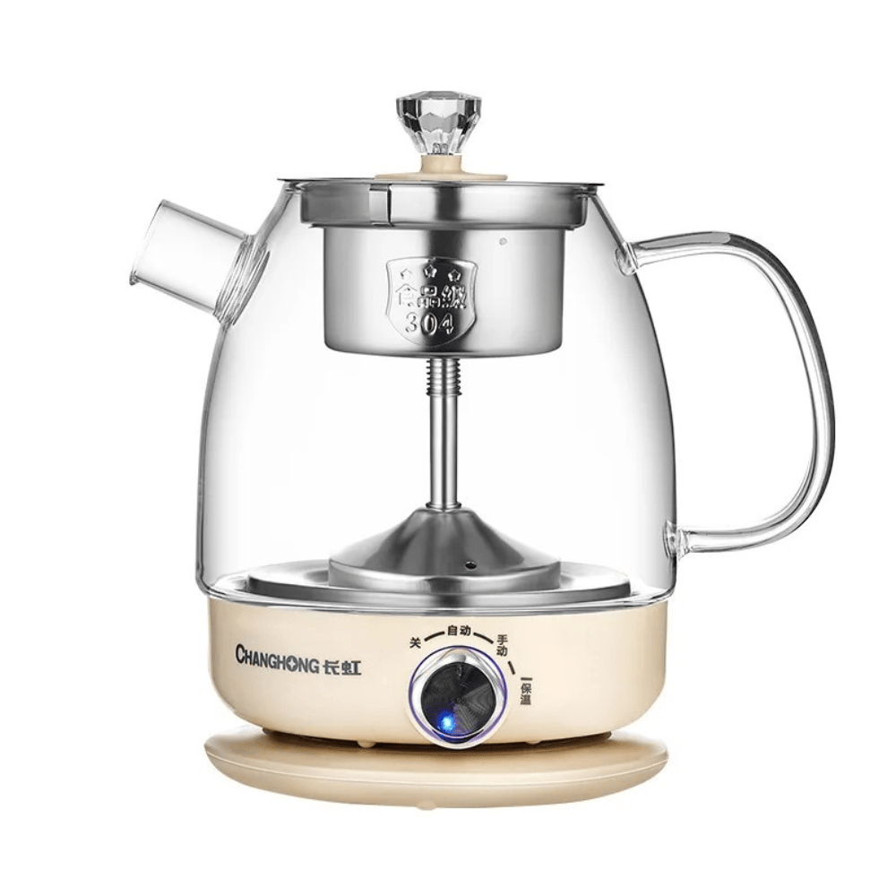 Elektrische glazen theepot 1 liter met RVS infuser