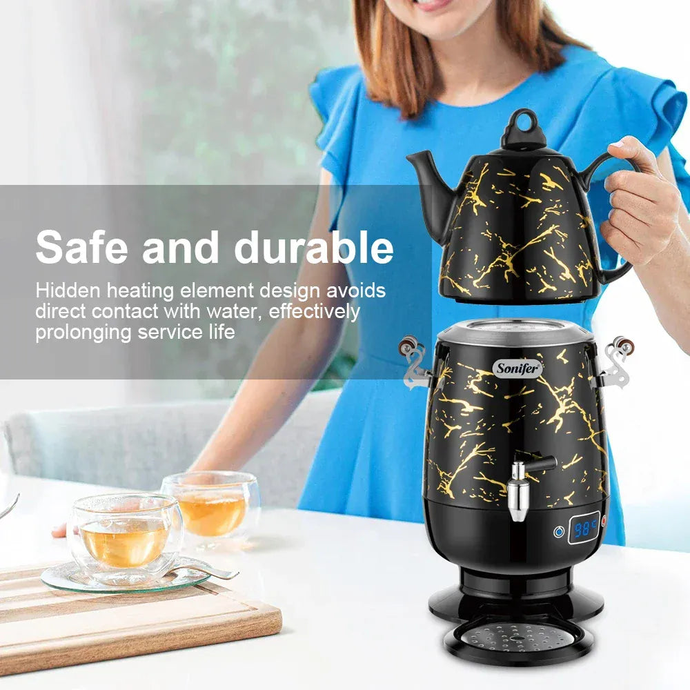 Elektrische RVS samovar 5 liter met theepot