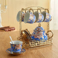 Engels blauw en goud porseleinen theeservies