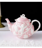 Engelse blauw-roze porseleinen theepot 1L