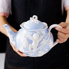 Engelse blauw-roze porseleinen theepot 1L