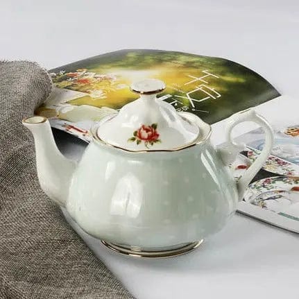 Engelse groene stippen porseleinen theepot 1L