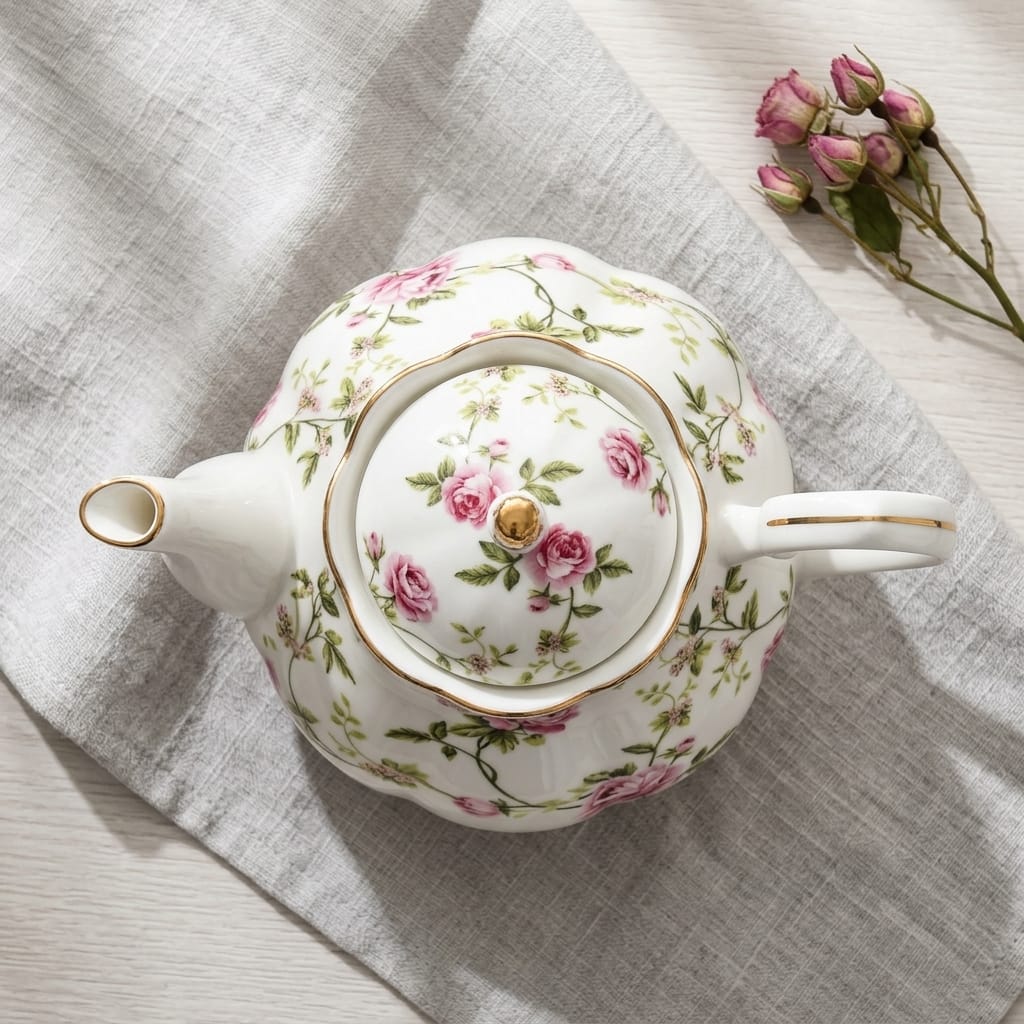 Engelse porseleinen theepot 400 ml met bloemenmotief