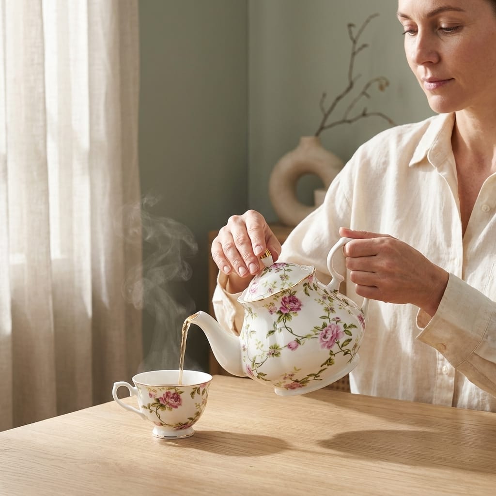 Engelse porseleinen theepot 400 ml met bloemenmotief