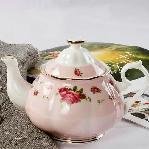 Engelse roze bloemen porseleinen theepot 1L