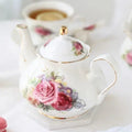 Engelse witte porseleinen theepot met bloemen 500ML