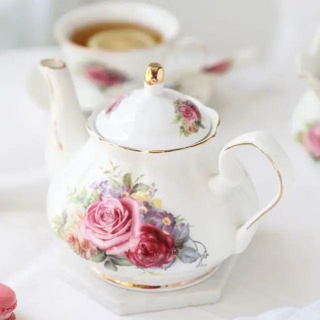 Engelse witte porseleinen theepot met bloemen 500ML