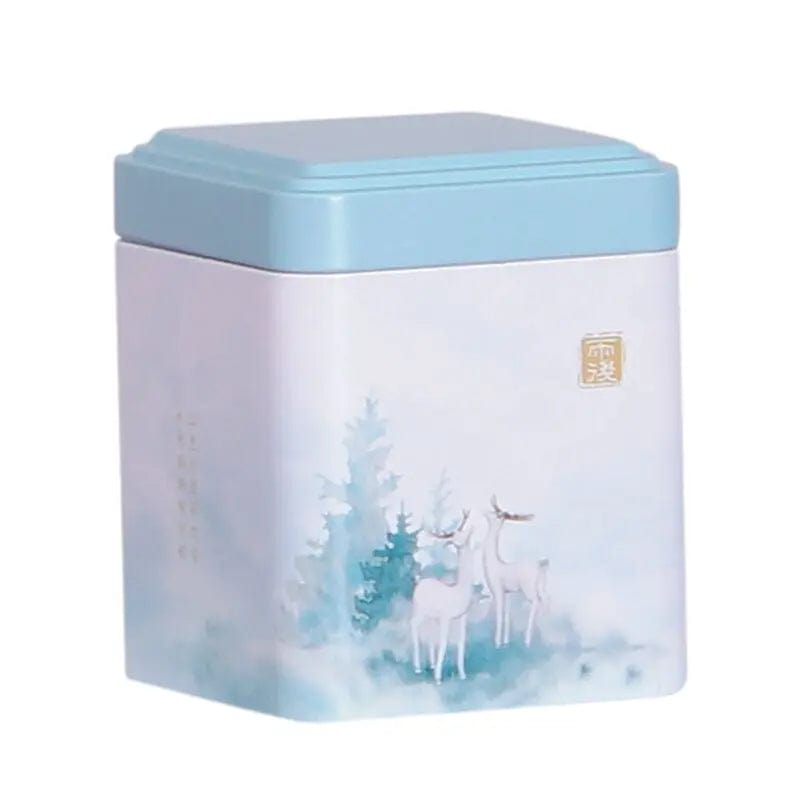Glaciale witte metalen theedoos