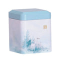 Glaciale witte metalen theedoos