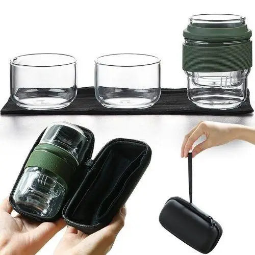 Glazen reistheefles 200 ml met ingebouwde infuser