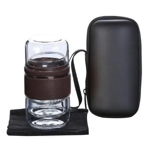 Glazen reistheefles 200 ml met ingebouwde infuser