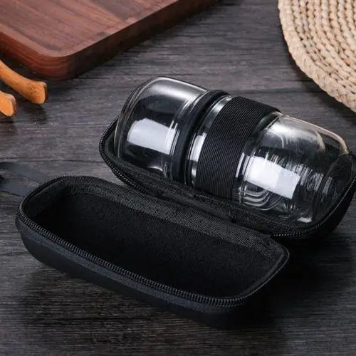 Glazen reistheefles 200 ml met ingebouwde infuser