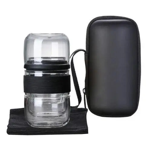 Glazen reistheefles 200 ml met ingebouwde infuser