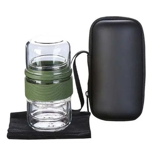 Glazen reistheefles 200 ml met ingebouwde infuser