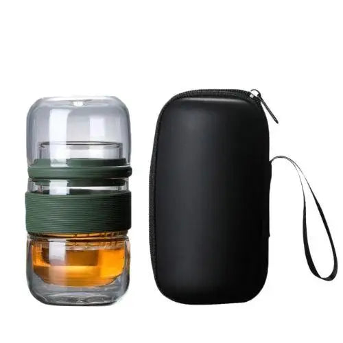 Glazen reistheefles 200 ml met ingebouwde infuser