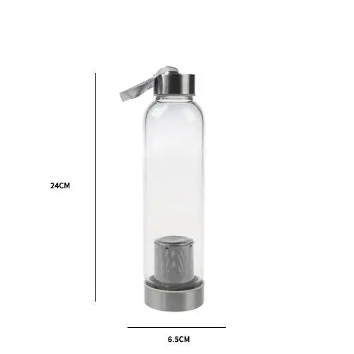 Glazen theefles 550 ml met infuser en roze hoes