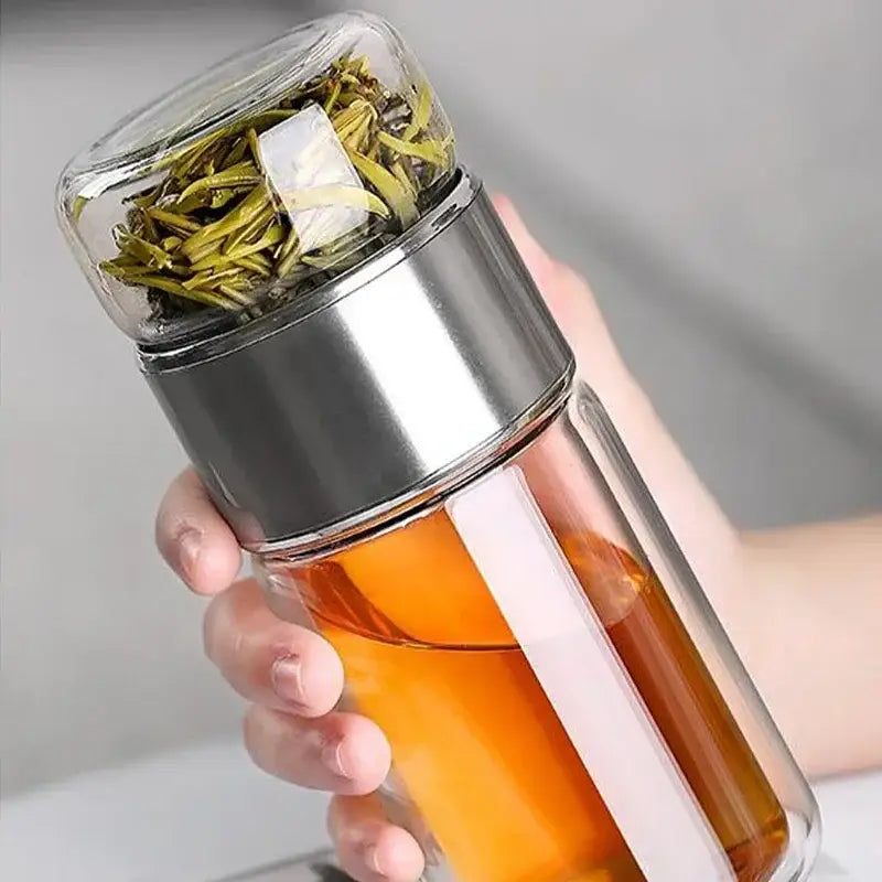Glazen theefles met omkeerbaar infusiesysteem