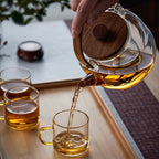Glazen theepot 1,1 liter met stoominfuser en houten handgreep