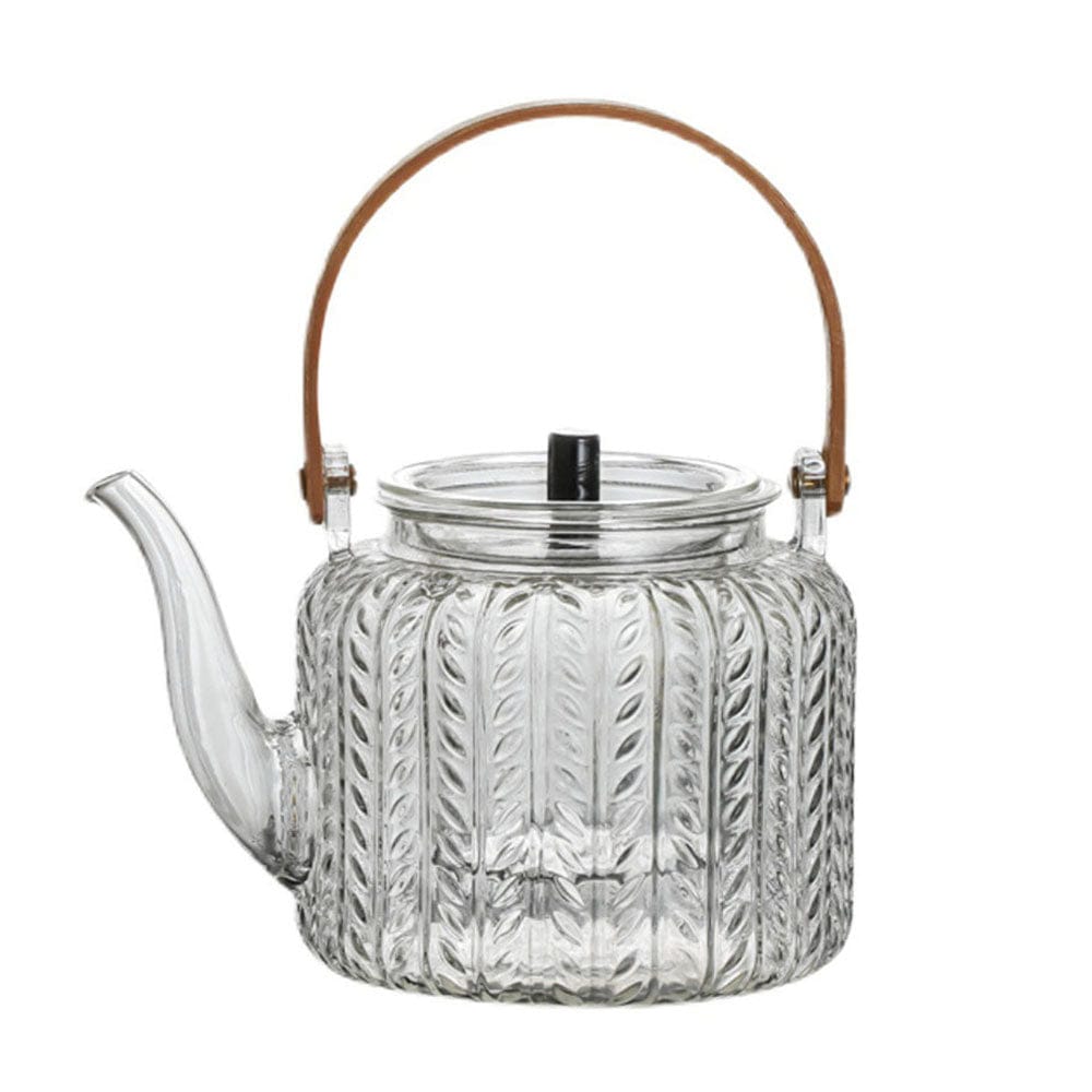 Glazen theepot 1 liter met infuser en houten handgreep