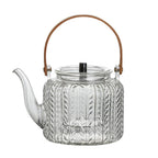 Glazen theepot 1 liter met infuser en houten handgreep