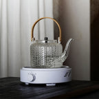 Glazen theepot 1 liter met infuser en houten handgreep