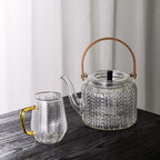 Glazen theepot 1 liter met infuser en houten handgreep