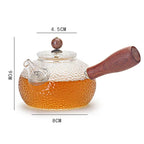 Glazen theepot met houten handvat 300 ml
