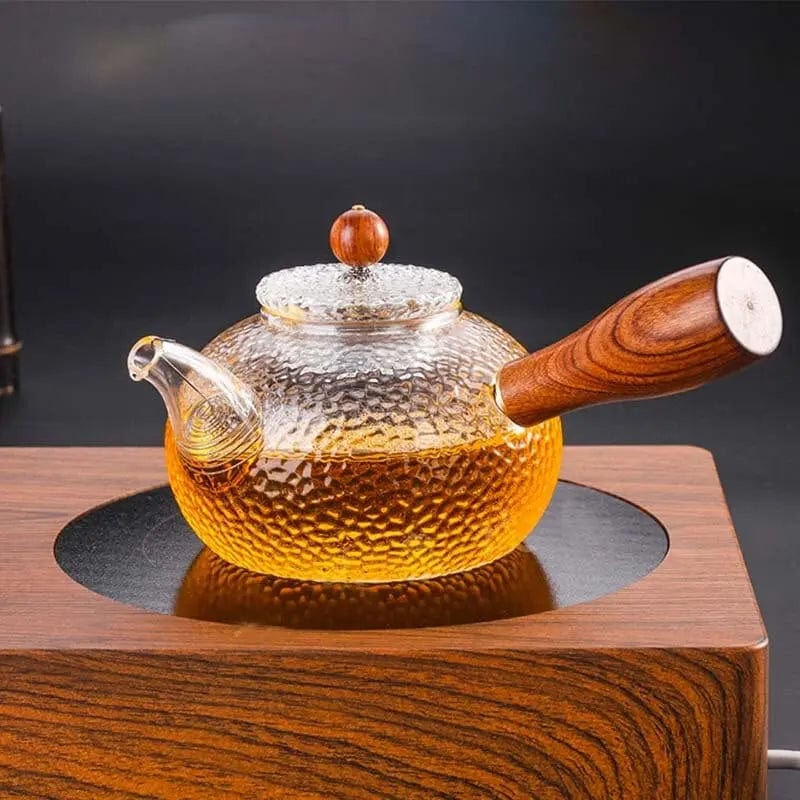 Glazen theepot met houten handvat 300 ml
