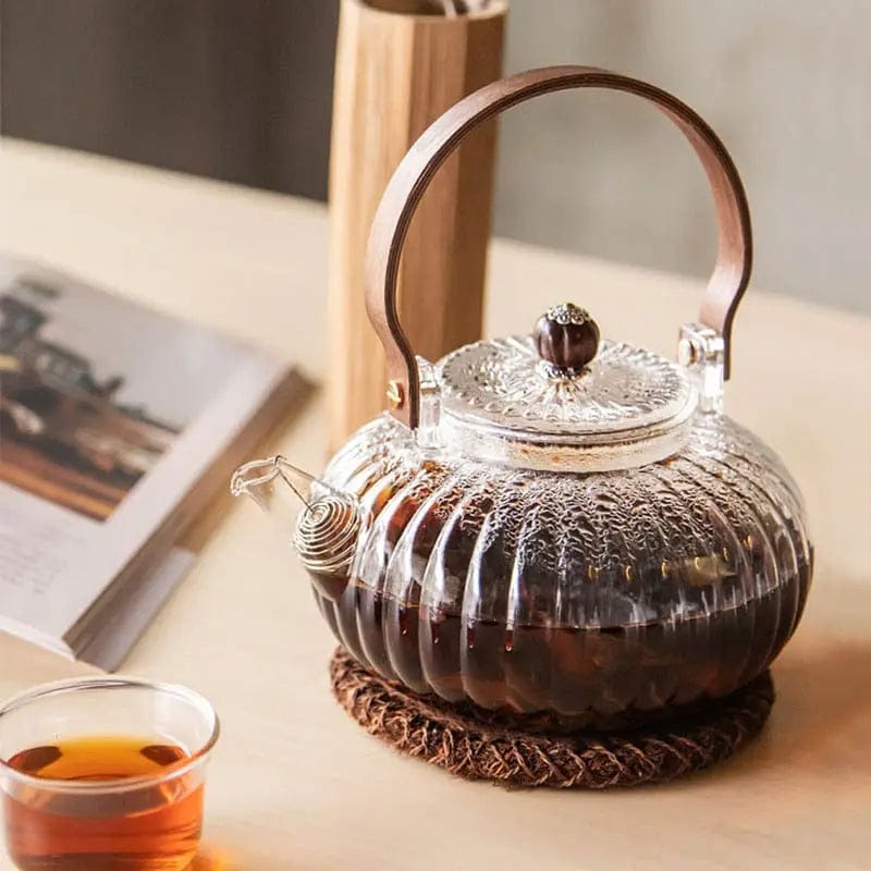 Glazen theepot met houten handvat 900ML