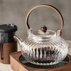 Glazen theepot met houten handvat 900ML