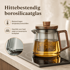 Glazen theepot met infuser en walnoot handgreep – 500 & 700 ml