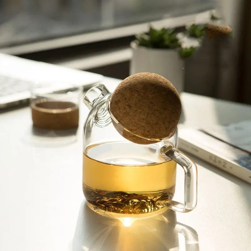 Glazen theepot met kurkmotief 250ML - 750ML