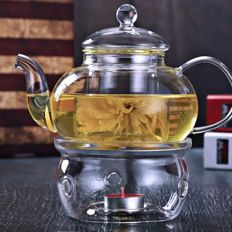 Glazen theepot warmhouder 13 cm voor een waxinelichtje