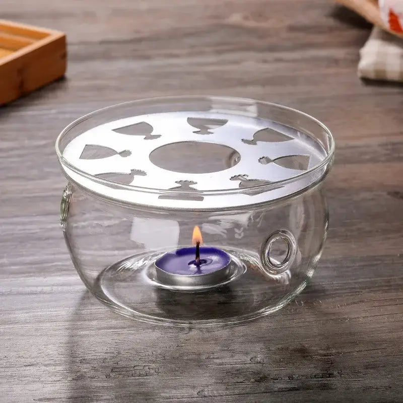 Glazen theepot warmhouder 13 cm voor een waxinelichtje