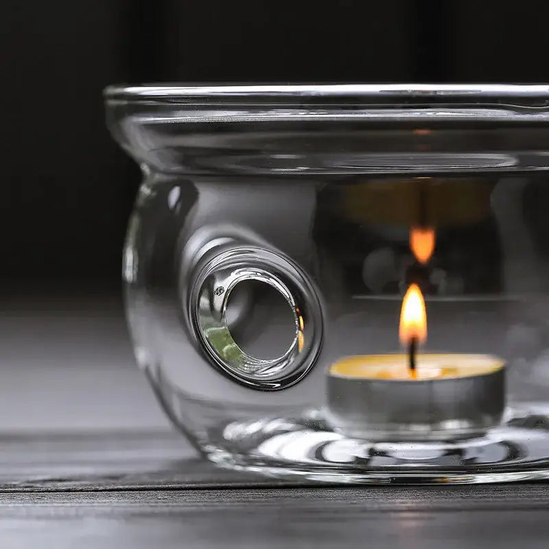 Glazen theepot warmhouder 13 cm voor een waxinelichtje